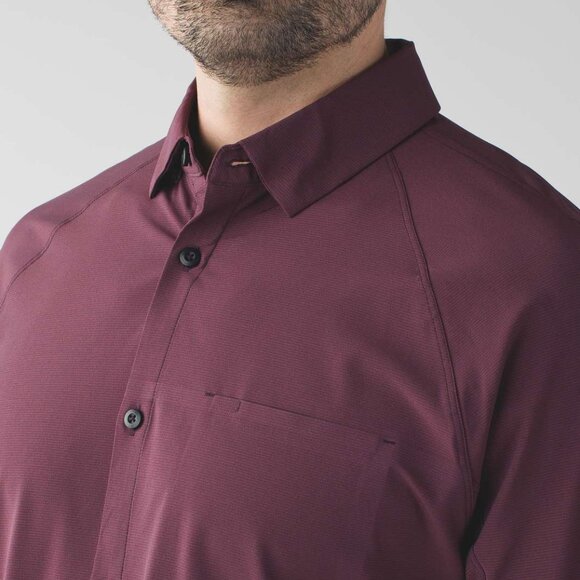 Lululemon Men’s Voyage Long Sleeve Buttondown - Red - Picture 2 of 7